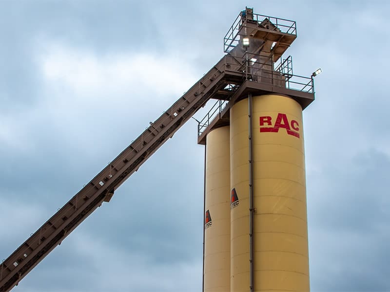 RAC asphalt material silos at Saginaw, Texas asphalt production plant